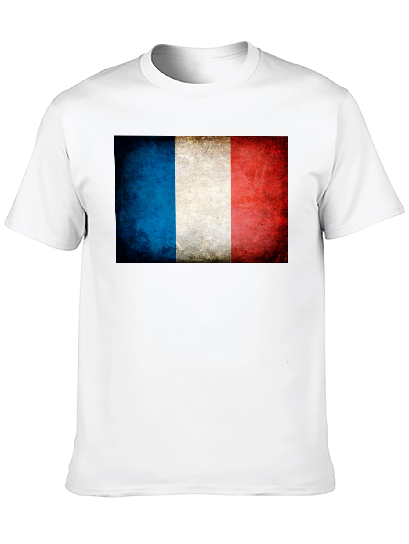 French Flag T-Shirt - Distressed Grunge Style
