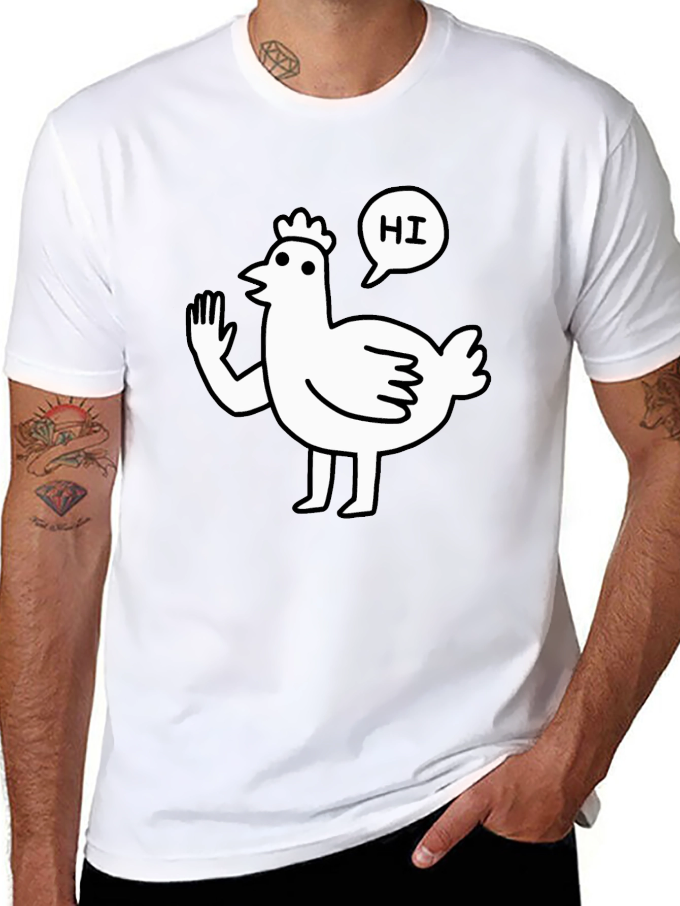 Funny Chicken Waving Hi T-Shirt