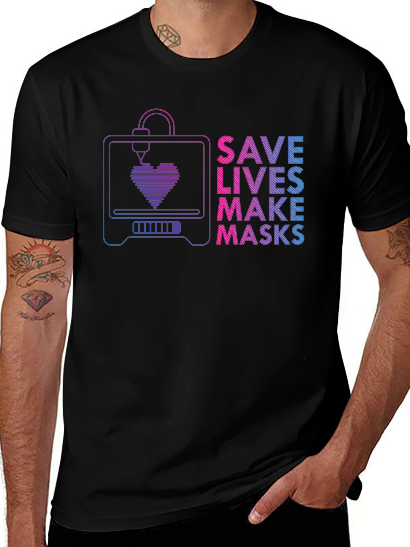 Save Lives Make Masks 3D Printer T-Shirt