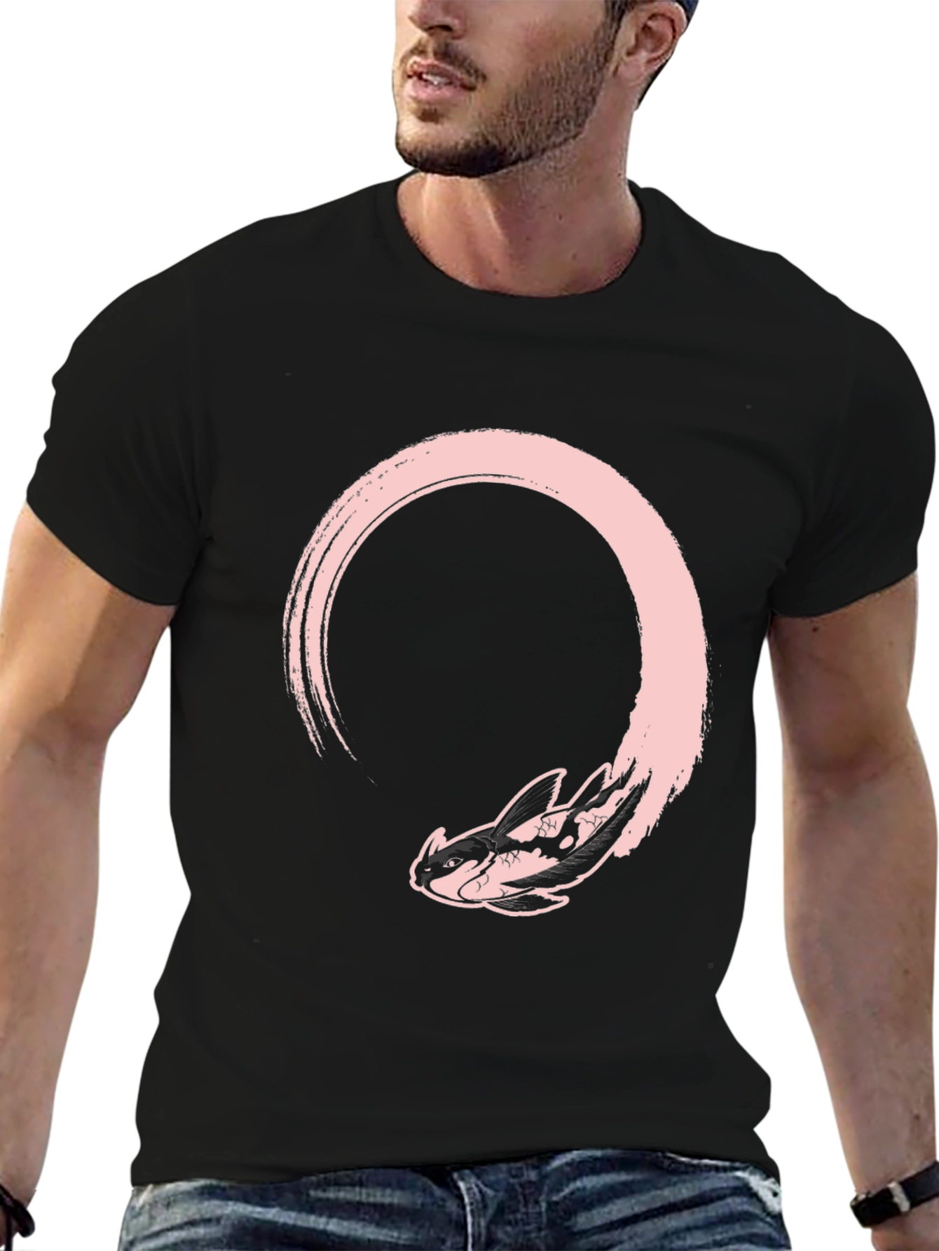 Dragon Circle Graphic Tee - Black Cotton Comfort