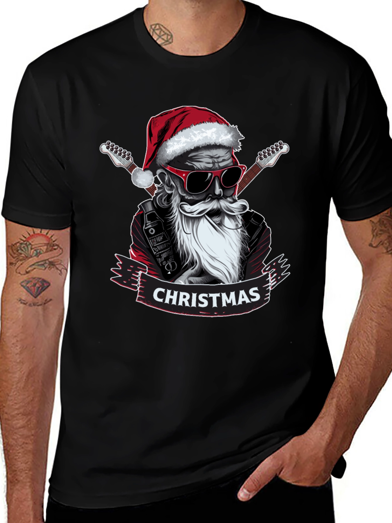 Rockin Santa Christmas T-Shirt