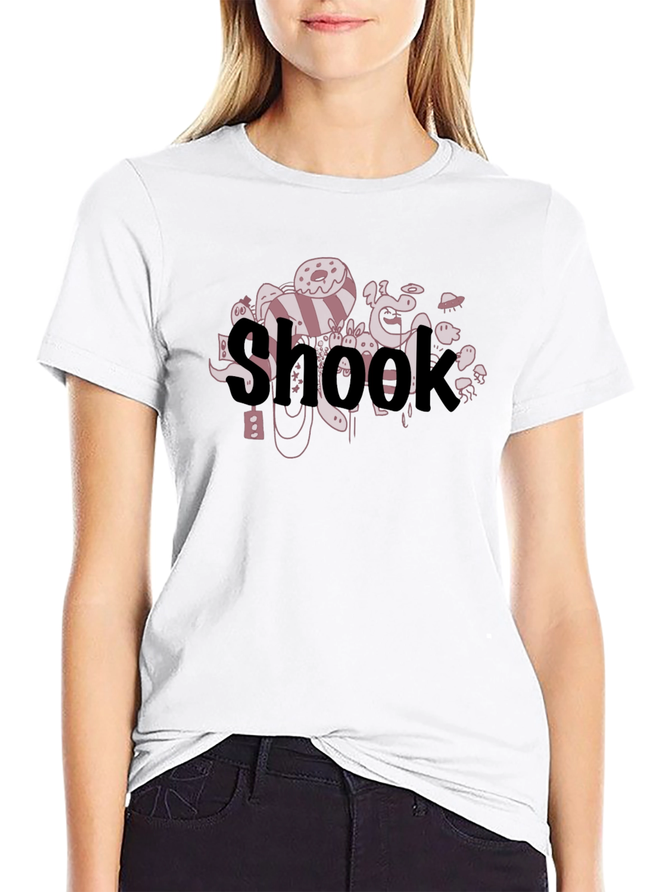 Shook Graphic Print Black Tee