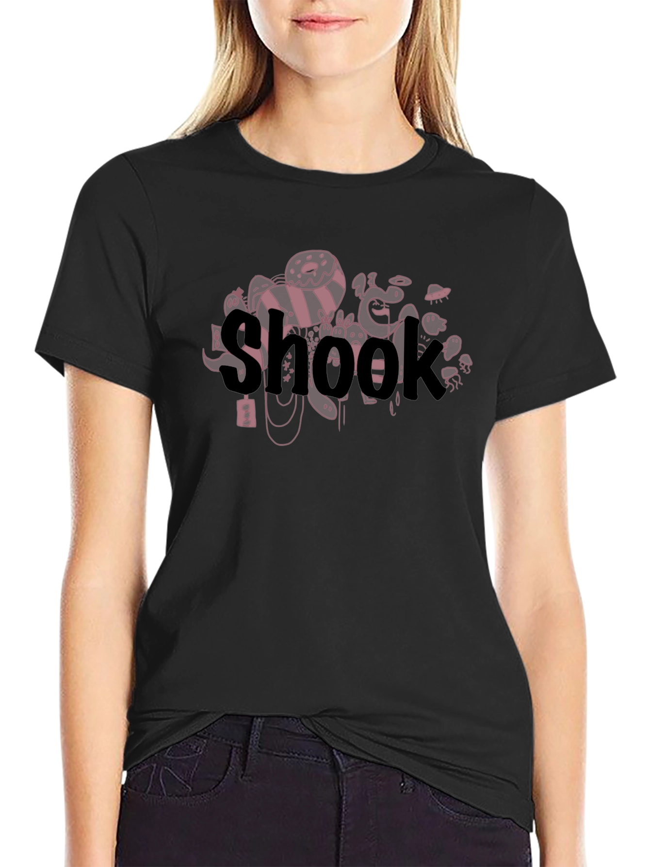 Shook Graphic Print Black Tee
