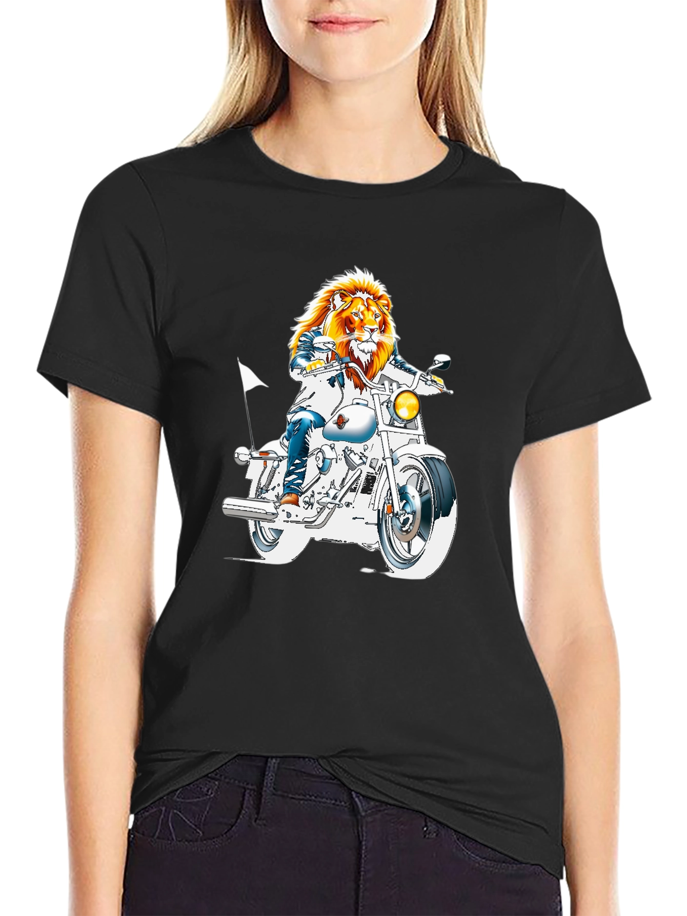 Lion Rider Graphic T-Shirt - Cool Motorcycle Design