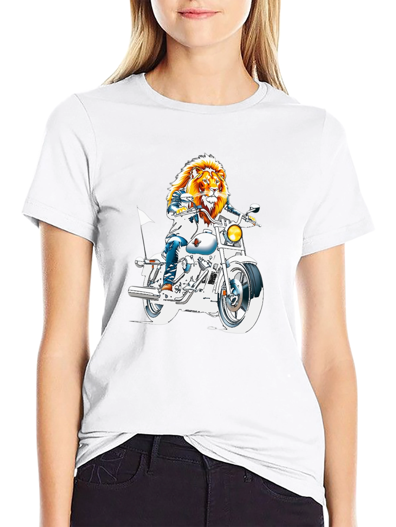Lion Rider Graphic T-Shirt - Cool Motorcycle Design