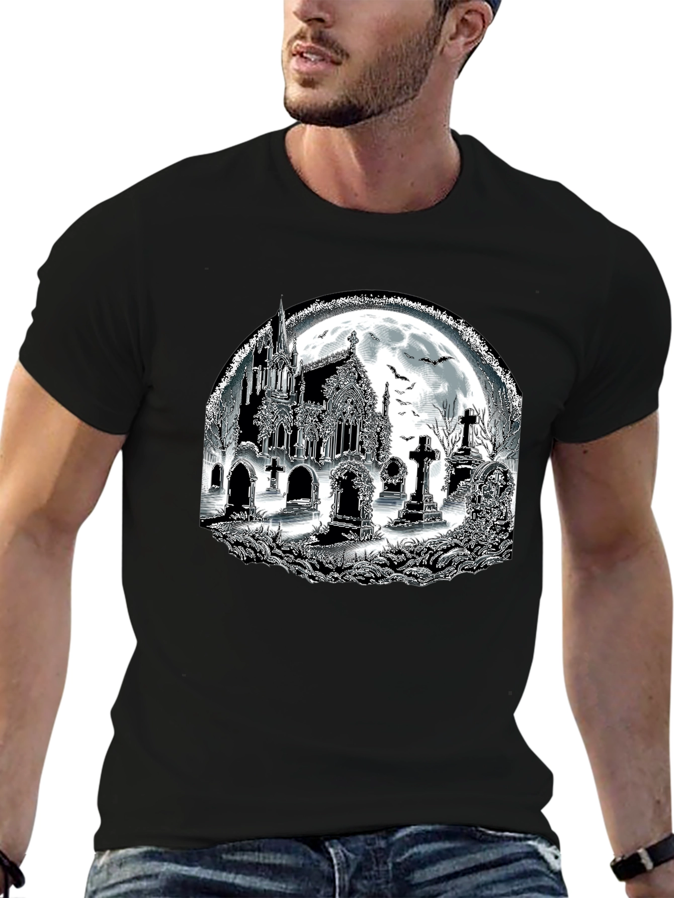 Gothic Graveyard Black T-Shirt