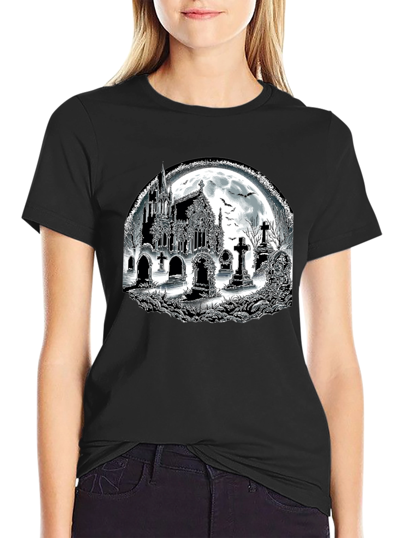 Gothic Graveyard Black T-Shirt