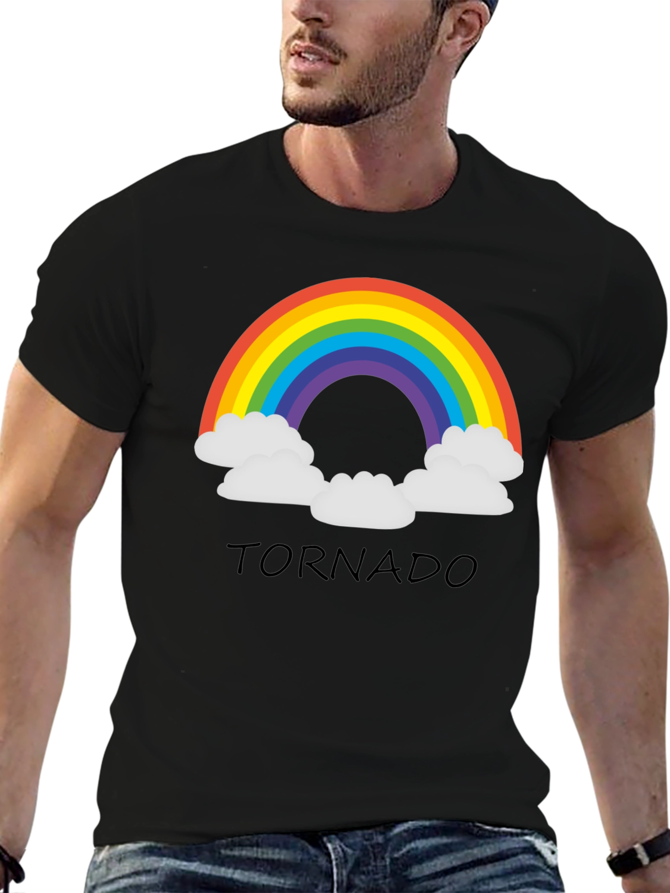 Rainbow Tornado Black T-Shirt