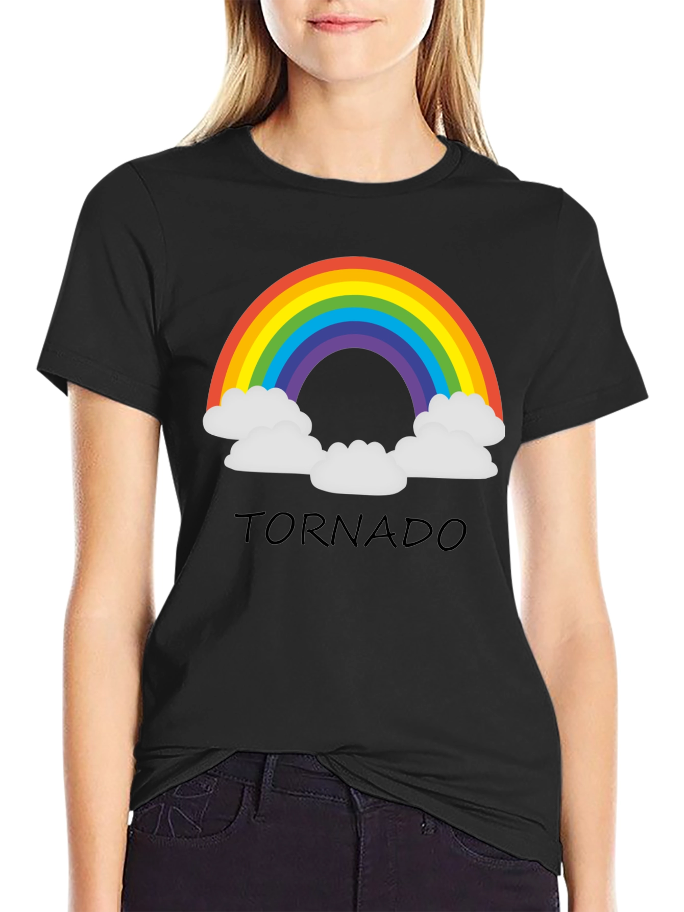 Rainbow Tornado Black T-Shirt