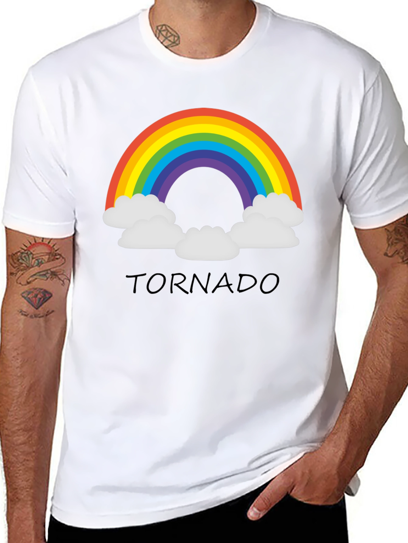 Rainbow Tornado Black T-Shirt