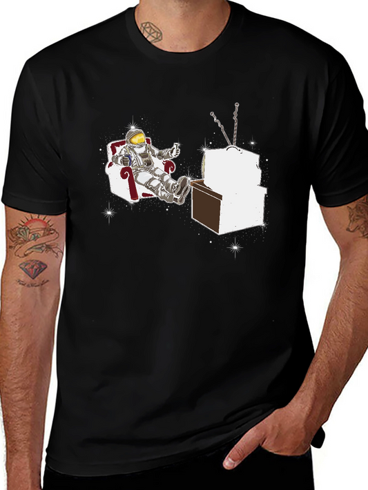 Astronaut Watching TV Graphic T-Shirt
