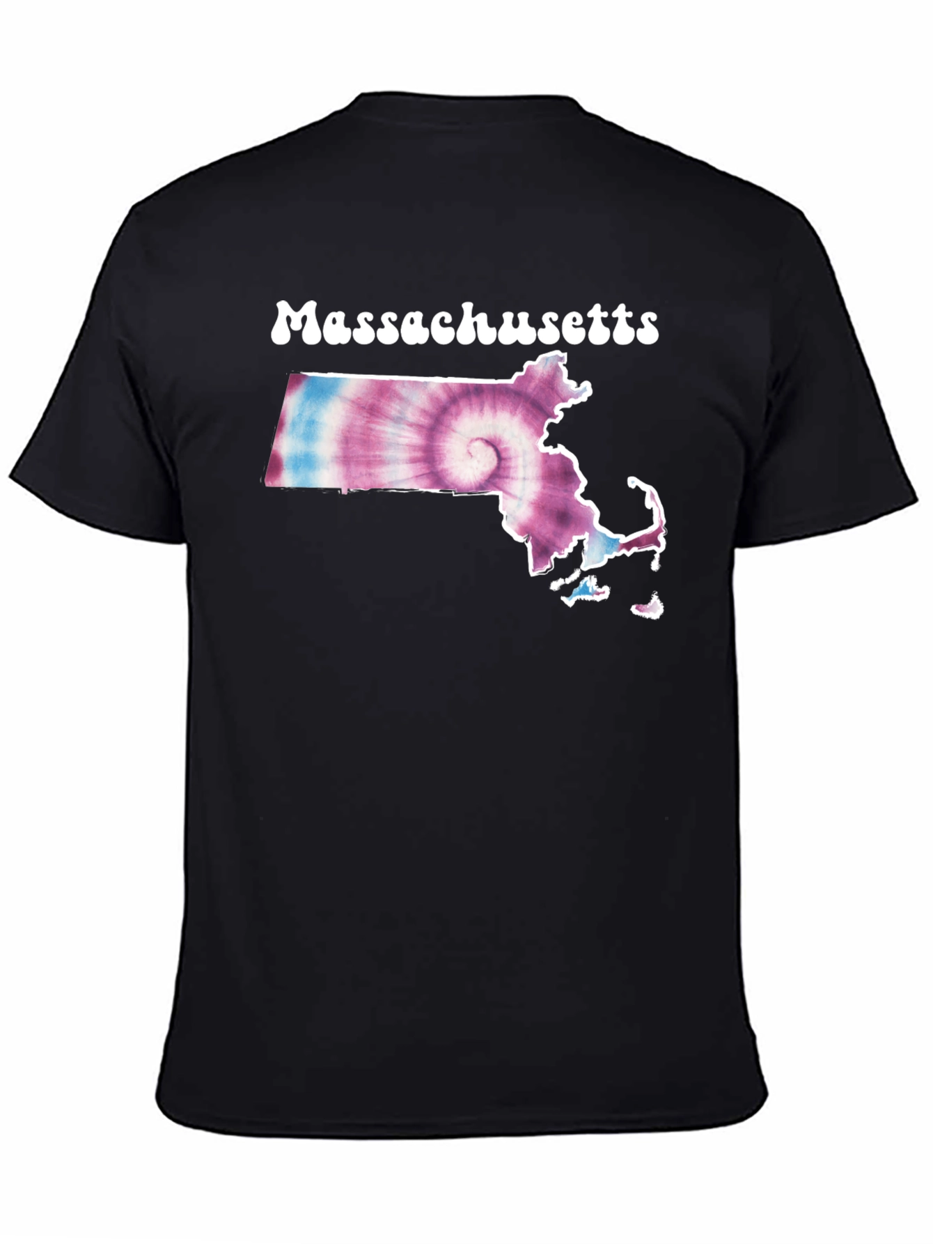 Massachusetts Tie Dye T-Shirt - Black Cotton Tee