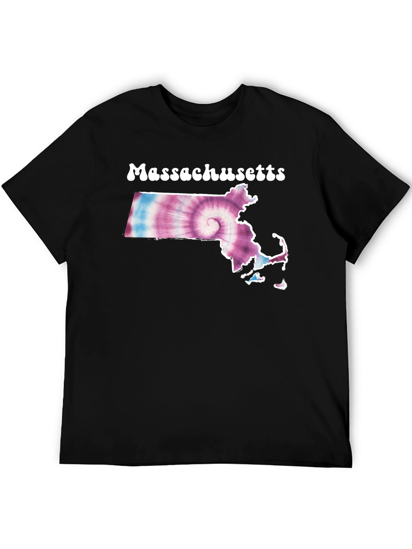 Massachusetts Tie Dye T-Shirt - Black Cotton Tee
