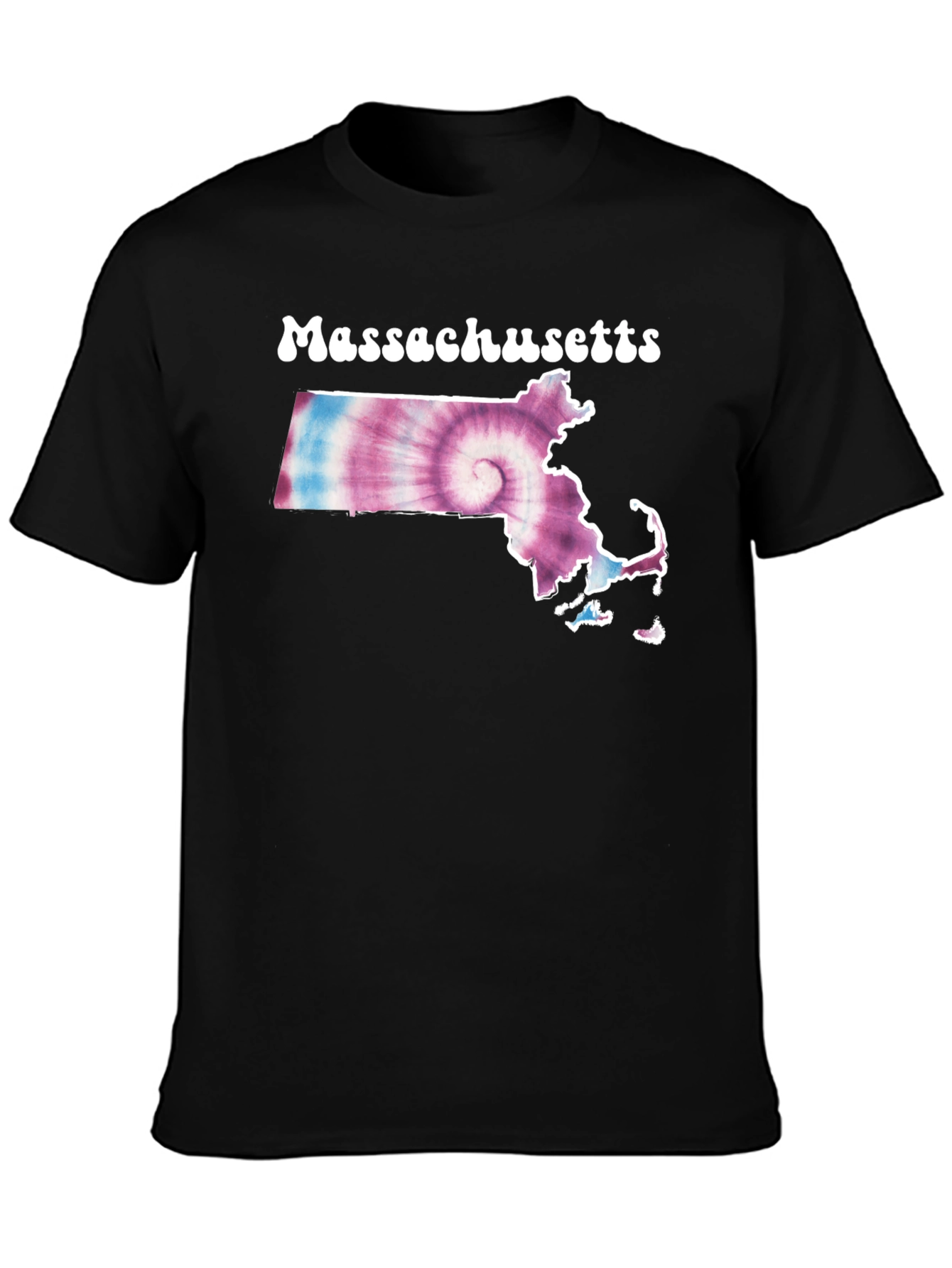 Massachusetts Tie Dye T-Shirt - Black Cotton Tee