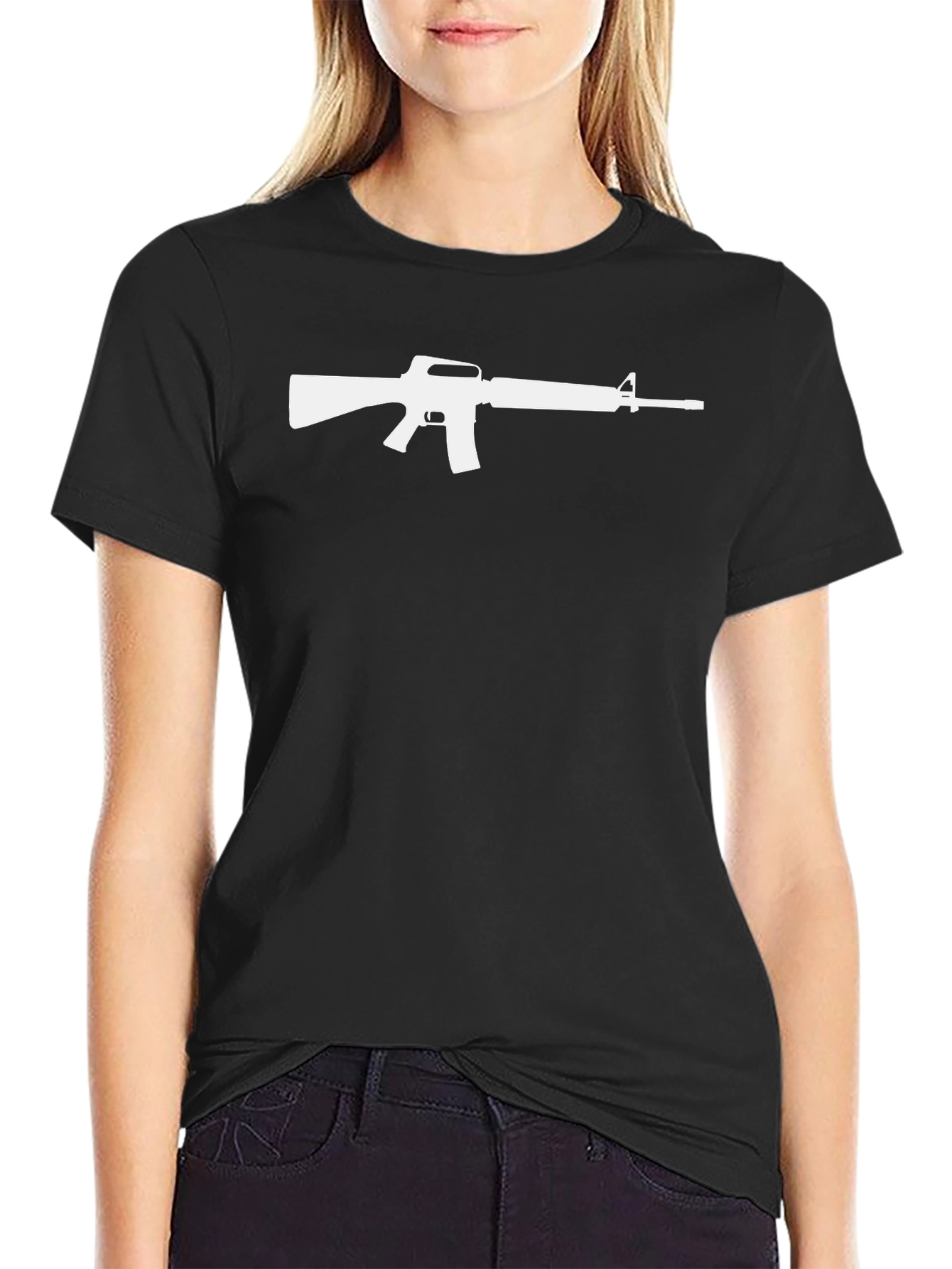 Rifle Graphic T-Shirt - Black Cotton Tee