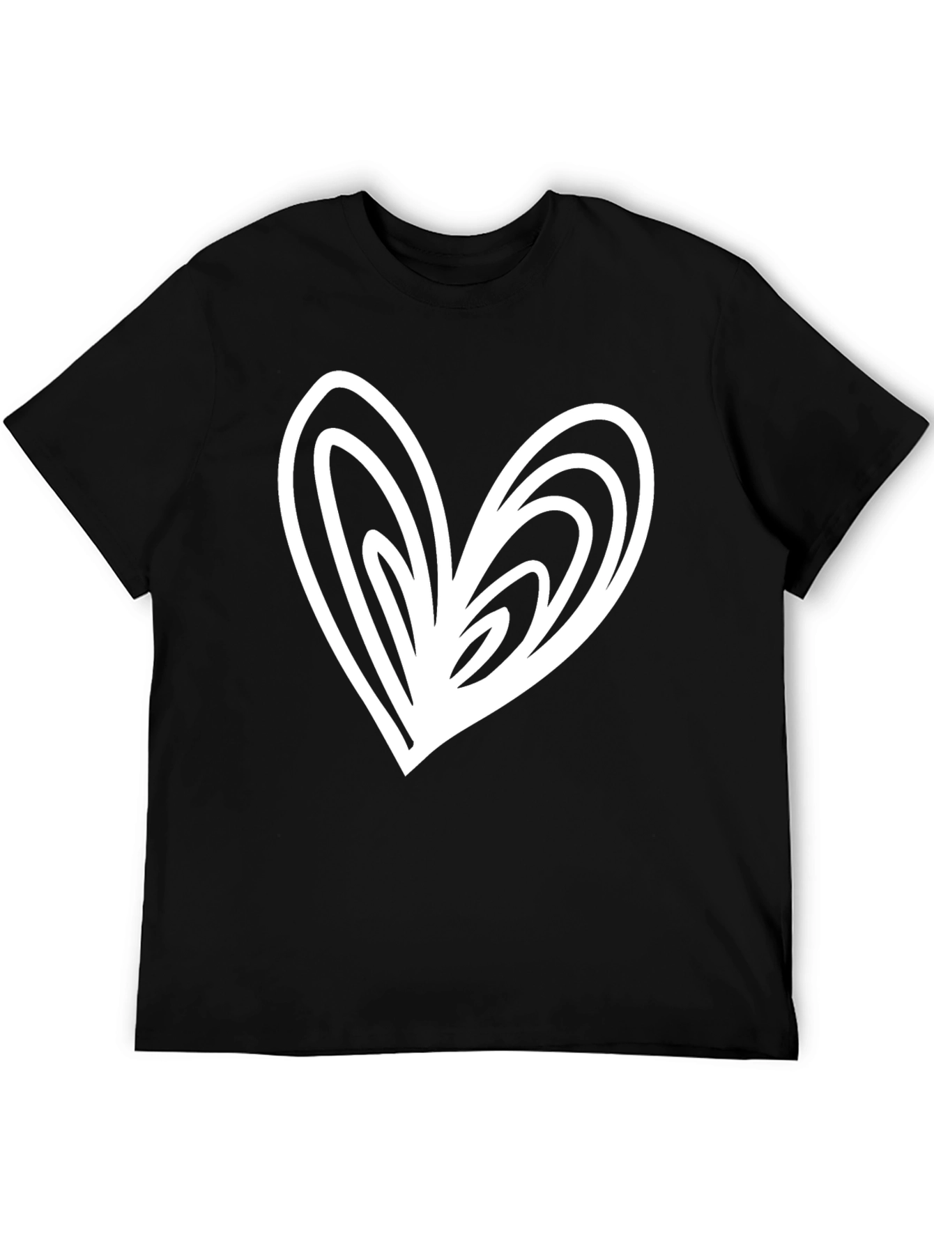 Heart Graphic Tee - Black Casual T-Shirt