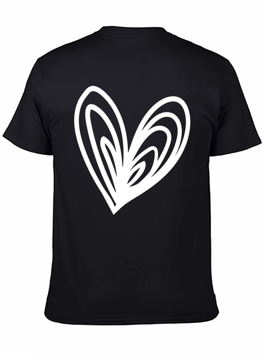 Heart Graphic Tee - Black Casual T-Shirt