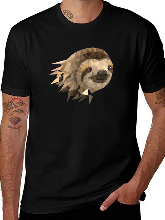 Geometric Sloth Graphic Tee - Modern Mens T-Shirt