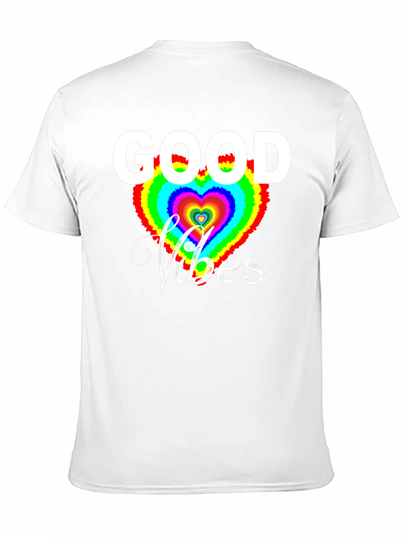 Good Vibes T-Shirt - Rainbow Heart Graphic