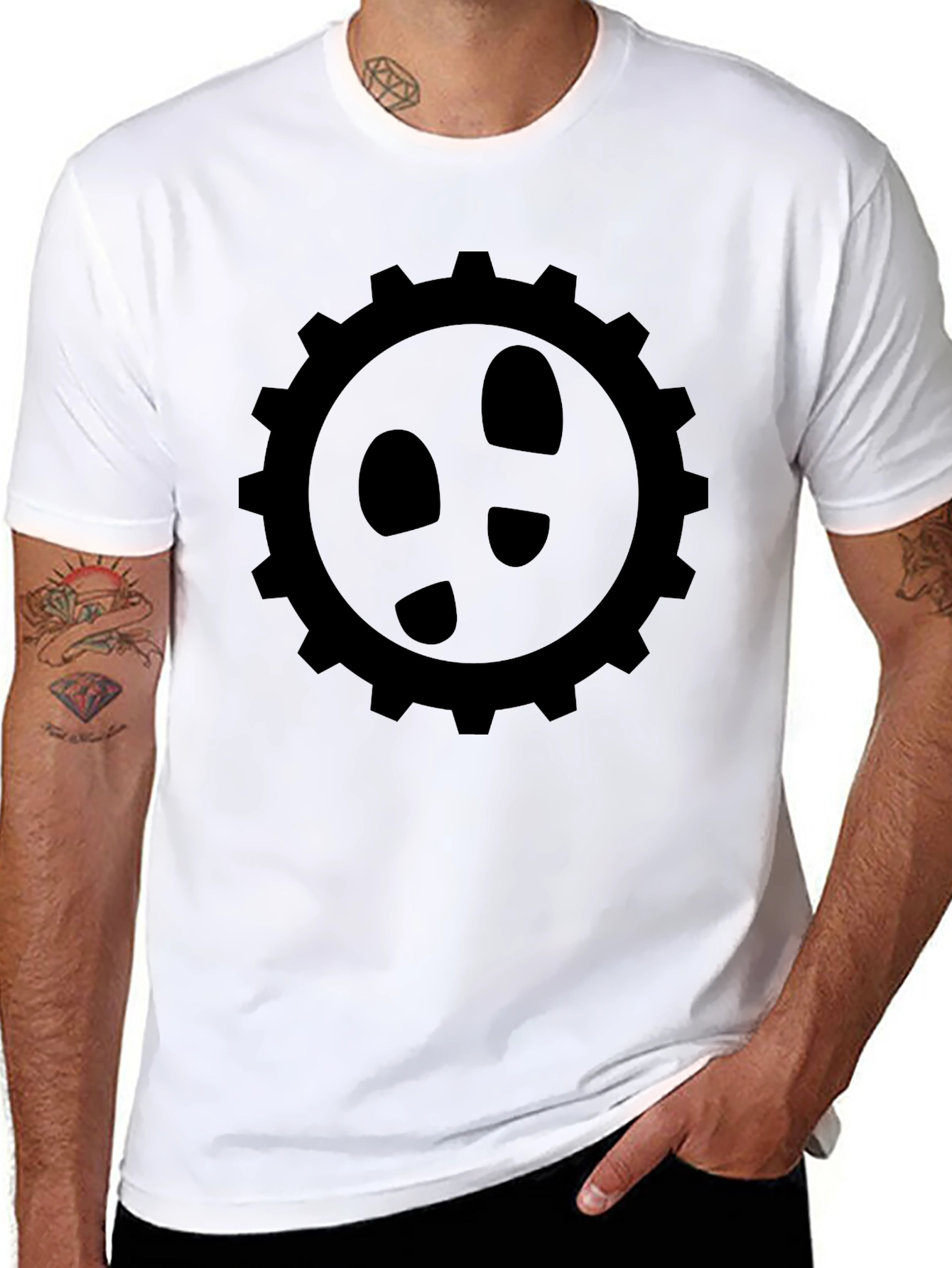 Gear Footprint T-Shirt - Black Graphic Tee