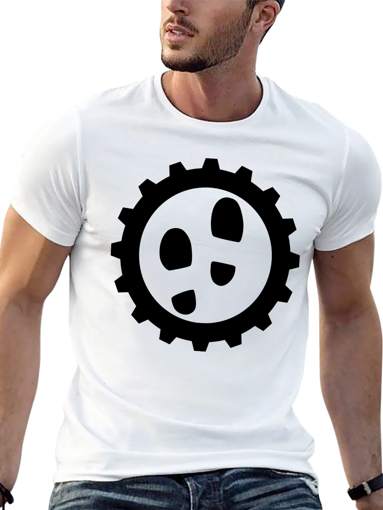Gear Footprint T-Shirt - Black Graphic Tee