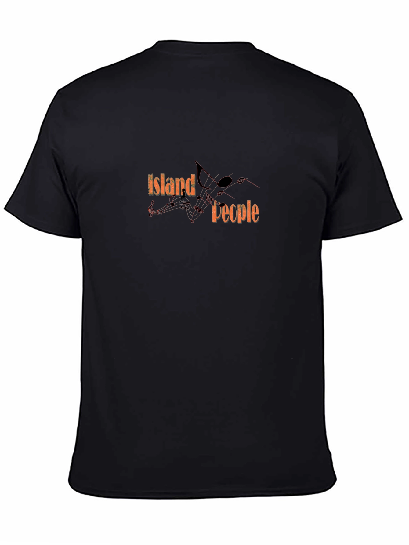 Island People Black T-Shirt with Musical Notes