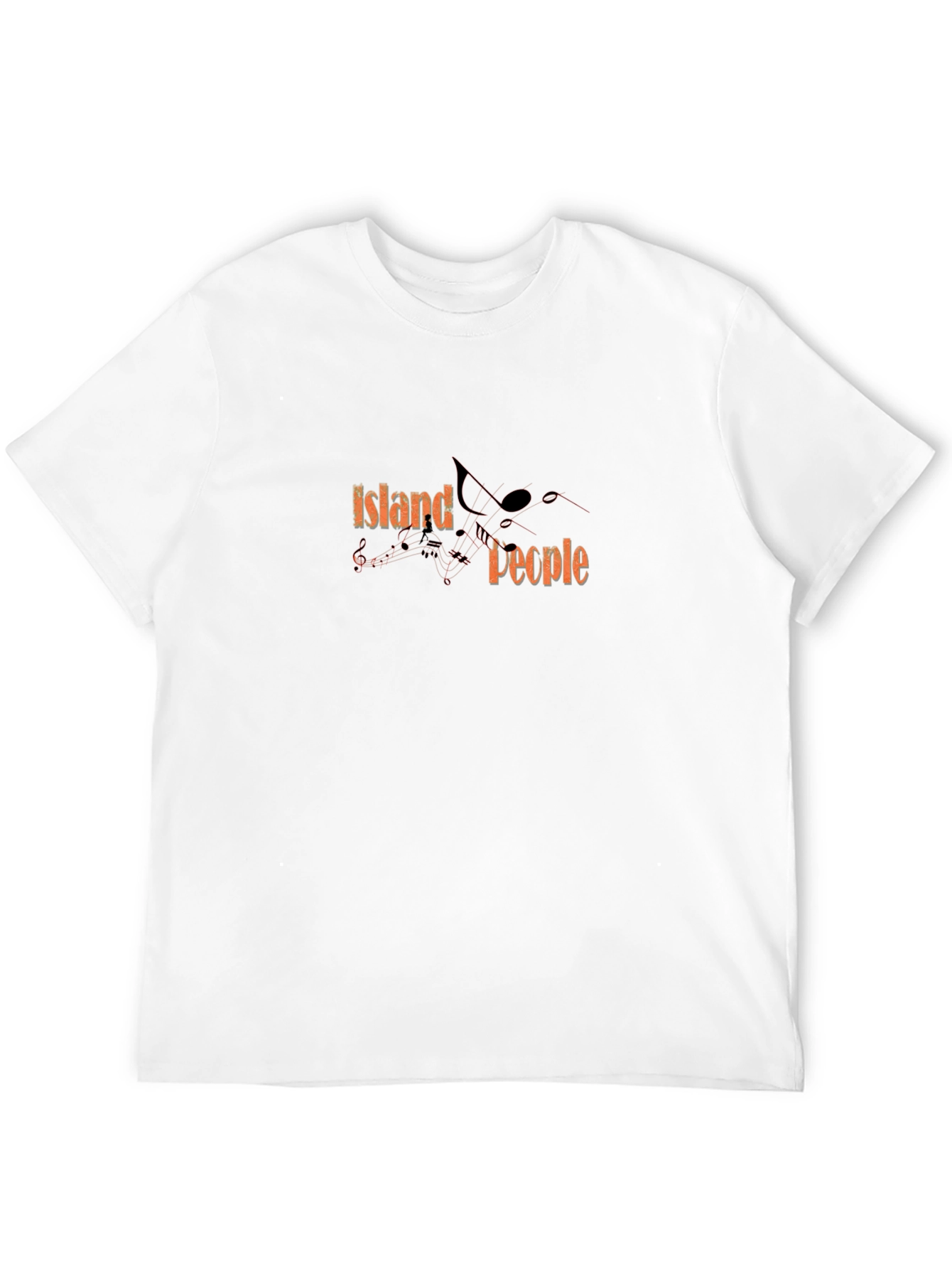 Island People Black T-Shirt with Musical Notes