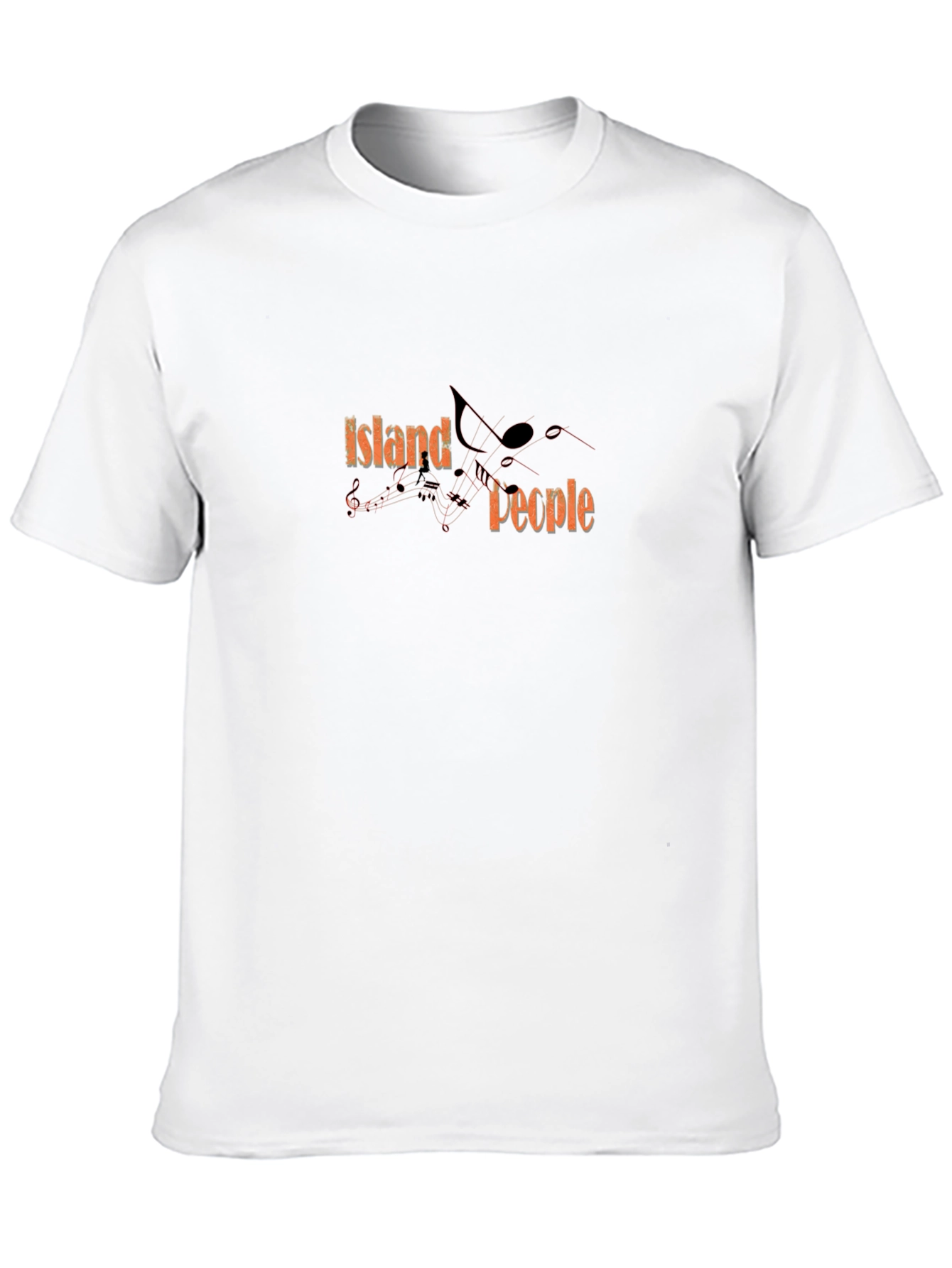 Island People Black T-Shirt with Musical Notes