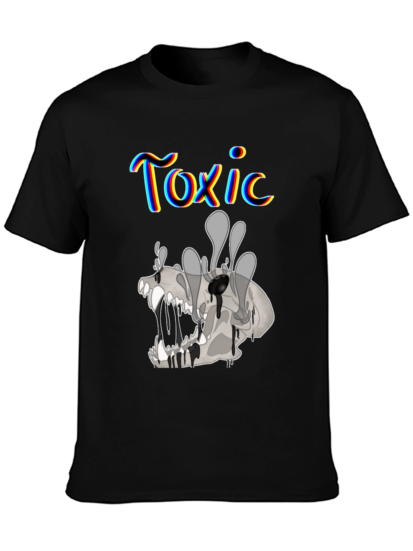 Toxic Skull Graphic Print Black T-Shirt