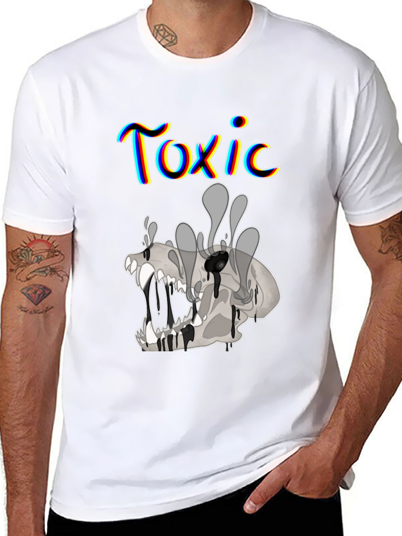 Toxic Skull Graphic Print Black T-Shirt