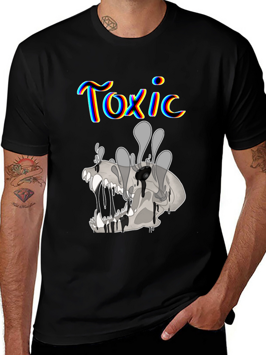 Toxic Skull Graphic Print Black T-Shirt