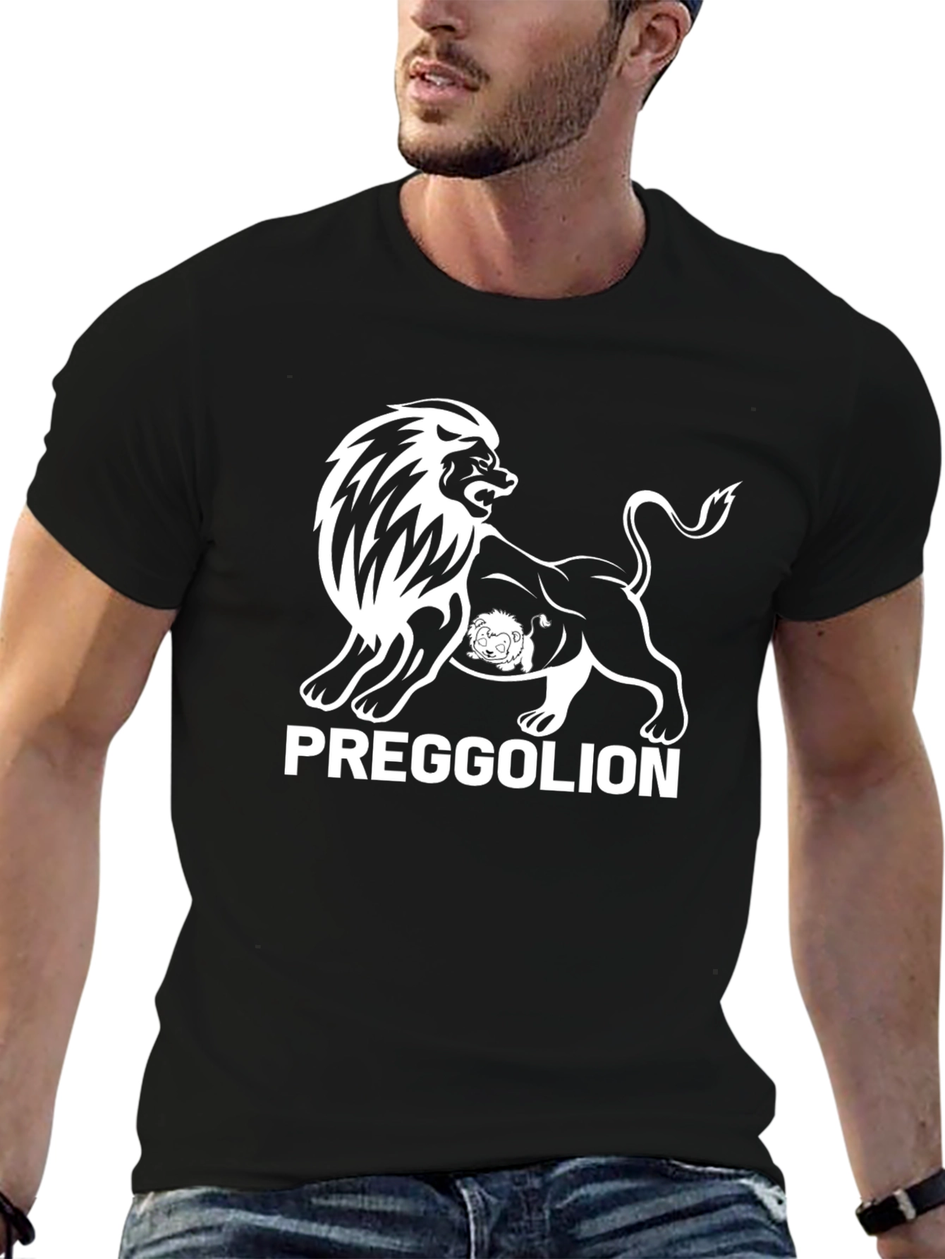 Preggolion Black T-Shirt - Lion Graphic Tee