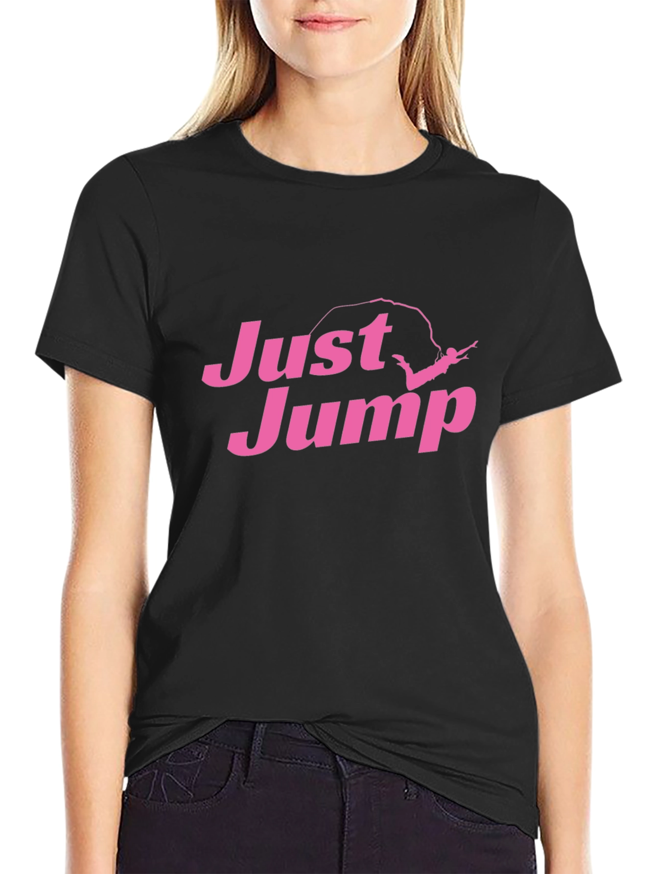 Just Jump Graphic Tee - Black Cotton Blend