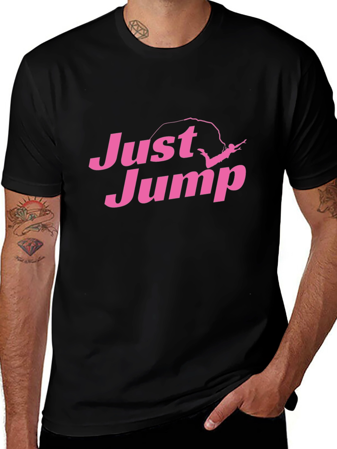 Just Jump Graphic Tee - Black Cotton Blend