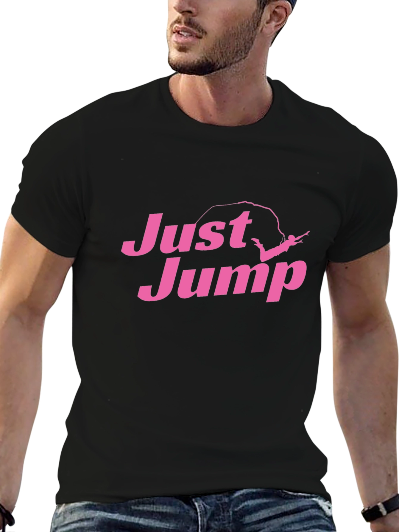 Just Jump Graphic Tee - Black Cotton Blend