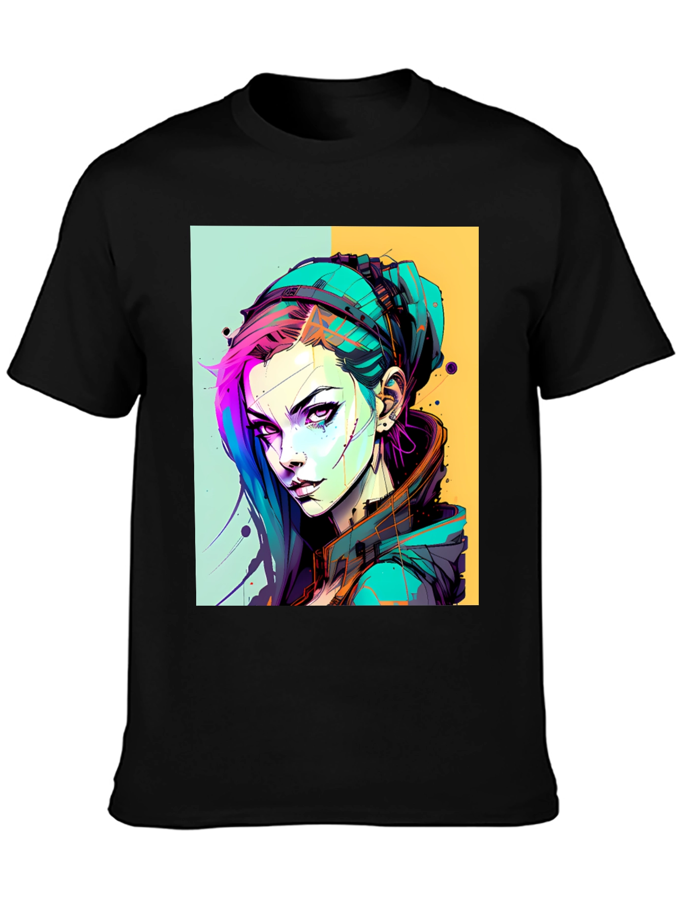 Edgy Anime Art Graphic Tee - Unisex Black T-Shirt