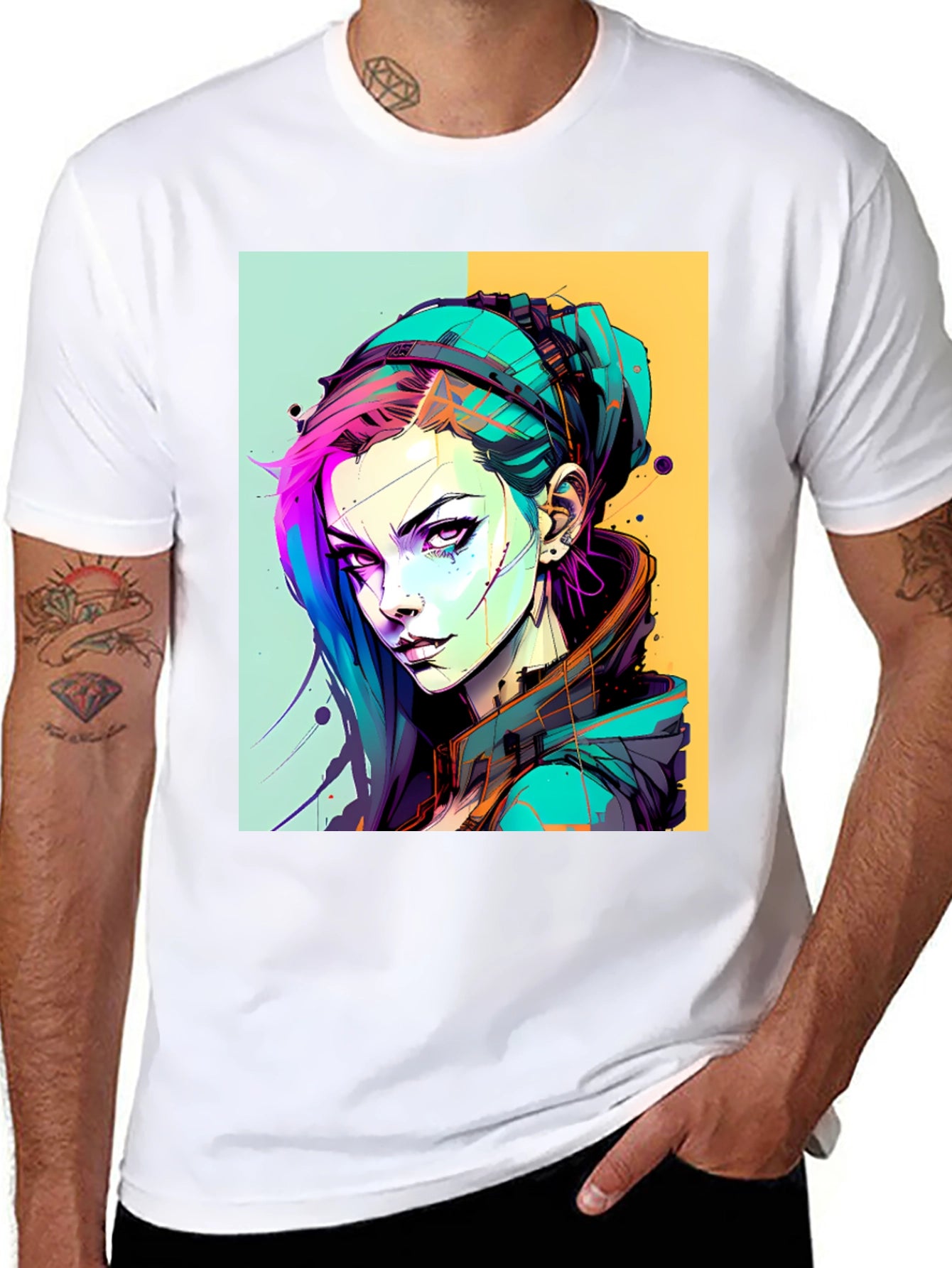 Edgy Anime Art Graphic Tee - Unisex Black T-Shirt
