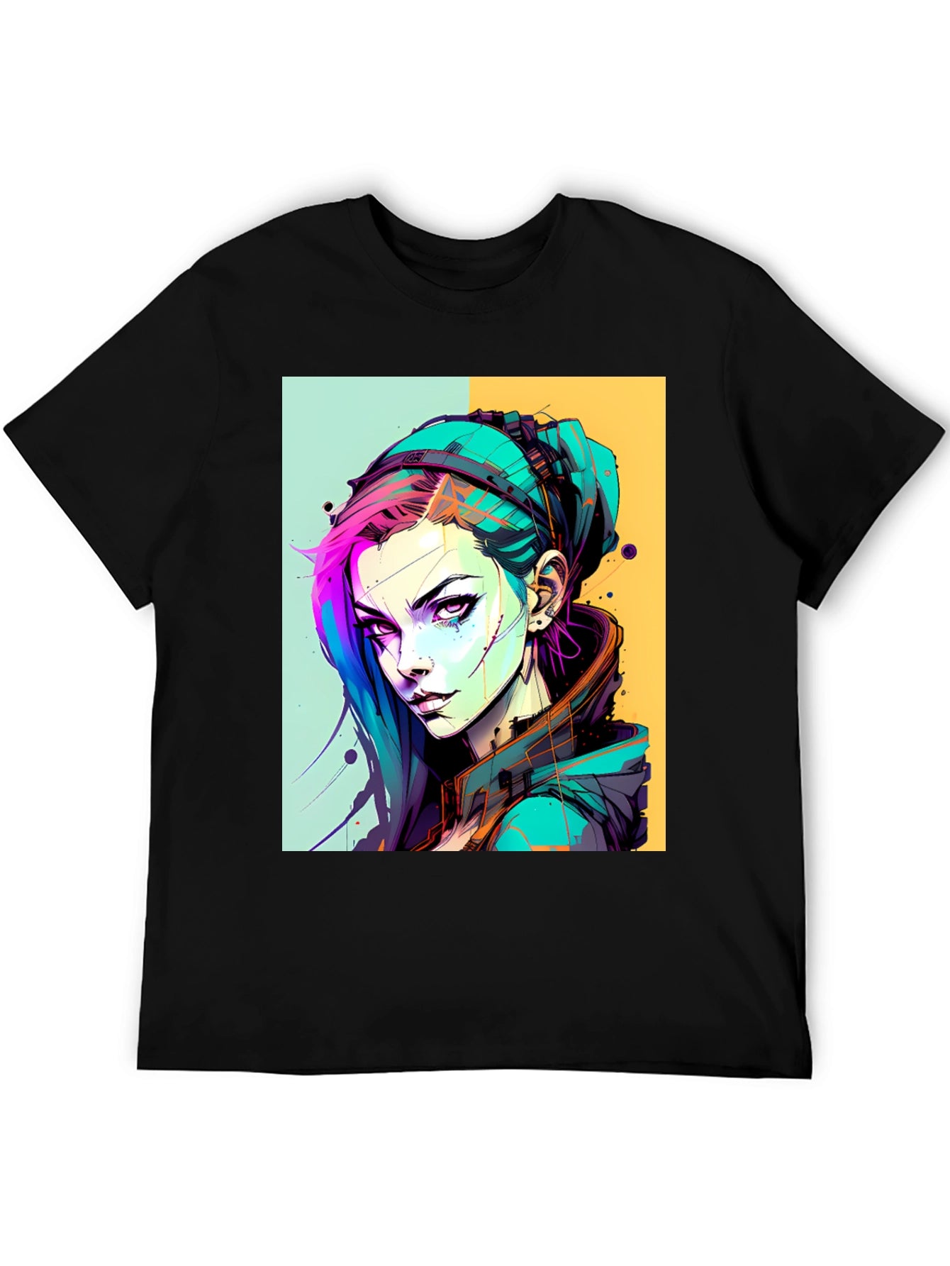 Edgy Anime Art Graphic Tee - Unisex Black T-Shirt