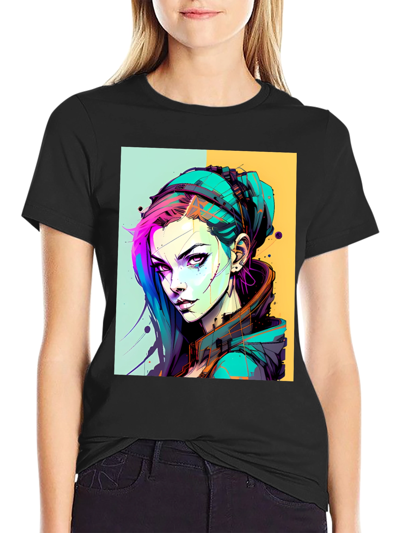 Edgy Anime Art Graphic Tee - Unisex Black T-Shirt