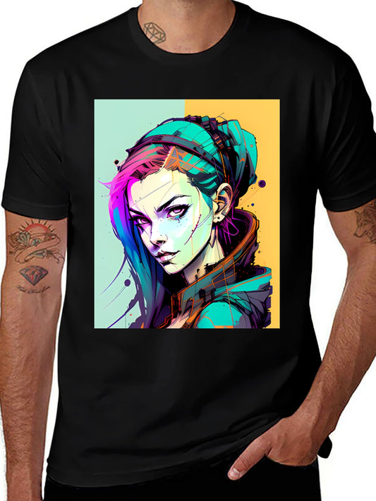 Edgy Anime Art Graphic Tee - Unisex Black T-Shirt