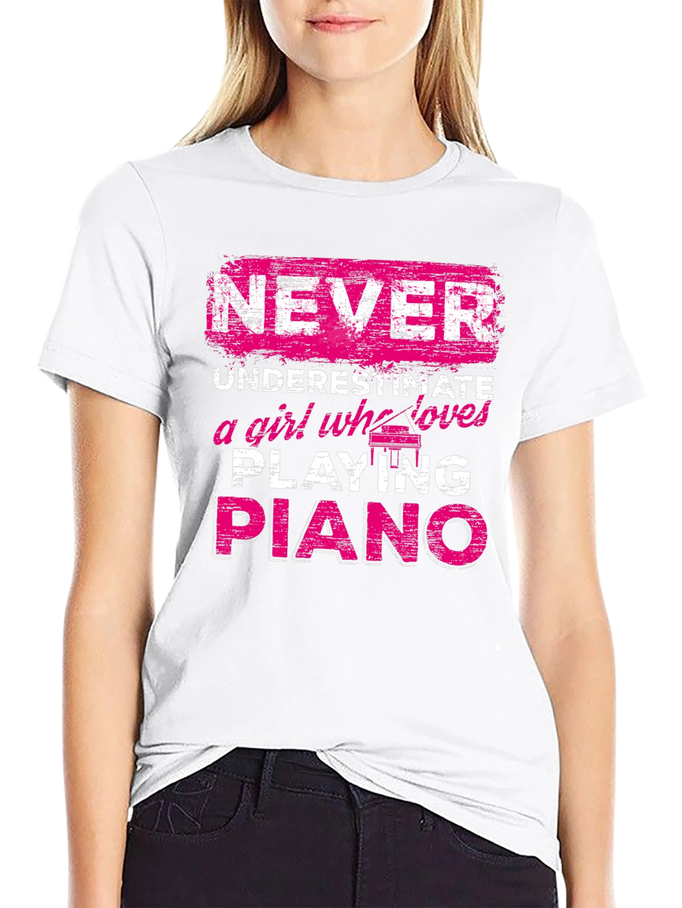 Never Underestimate Piano Girl T-Shirt