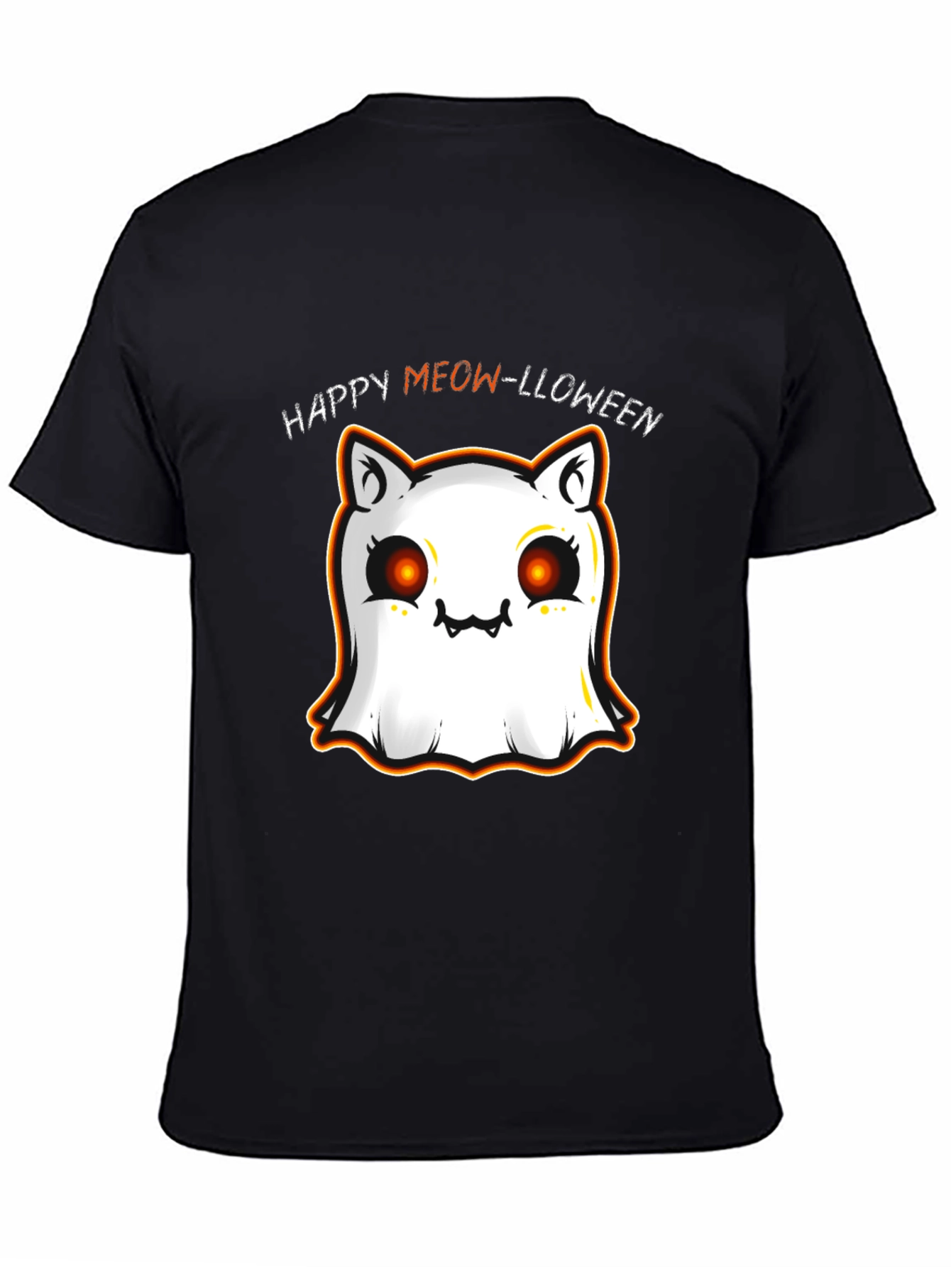 Happy Meow-lloween Cat Ghost T-Shirt