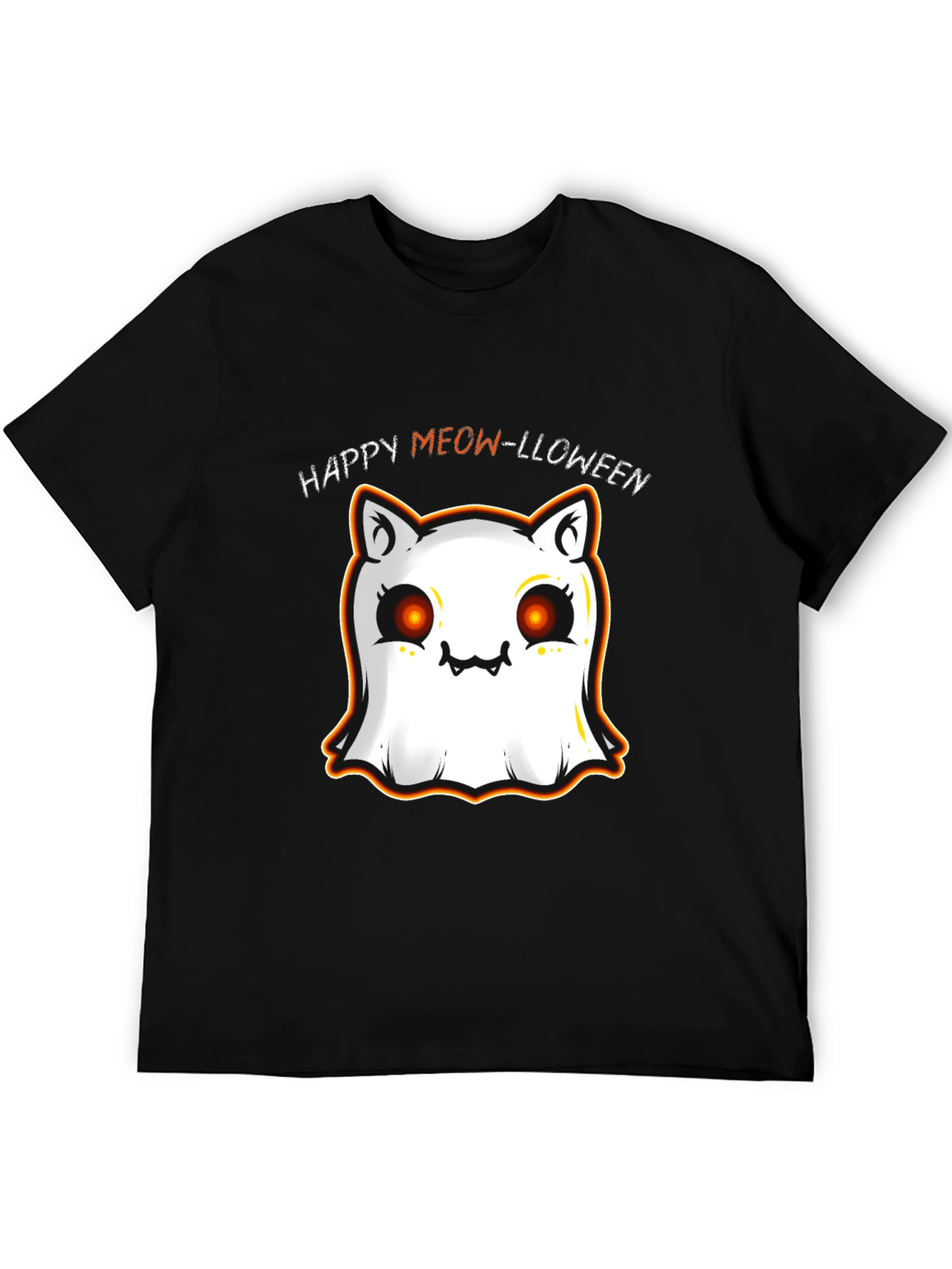 Happy Meow-lloween Cat Ghost T-Shirt