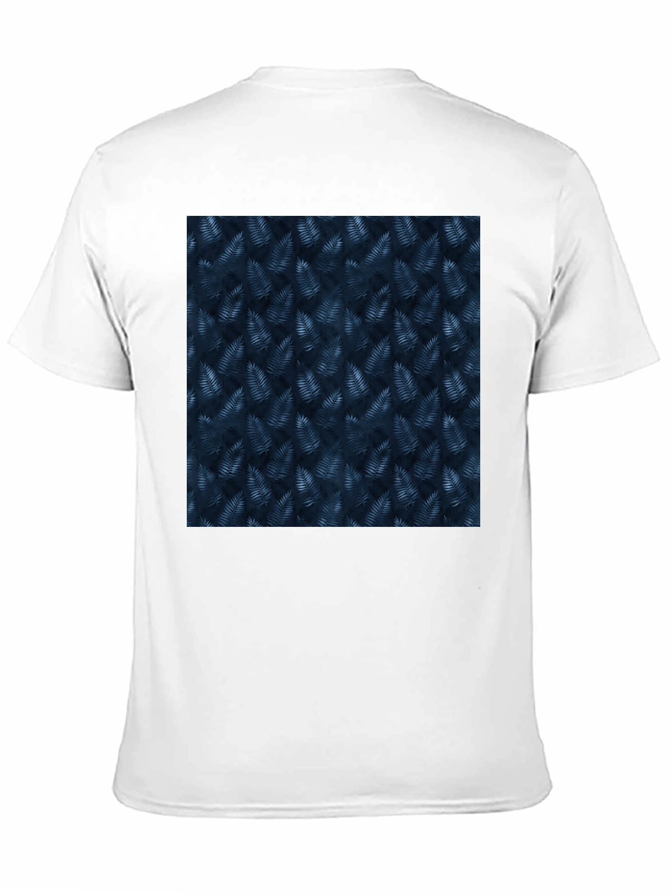 Navy Leaf Print Black T-Shirt