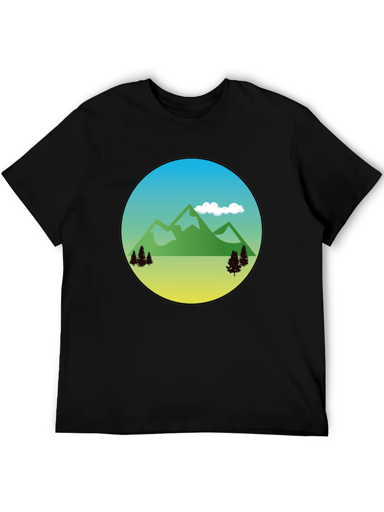 Nature Scene Graphic T-Shirt - Black
