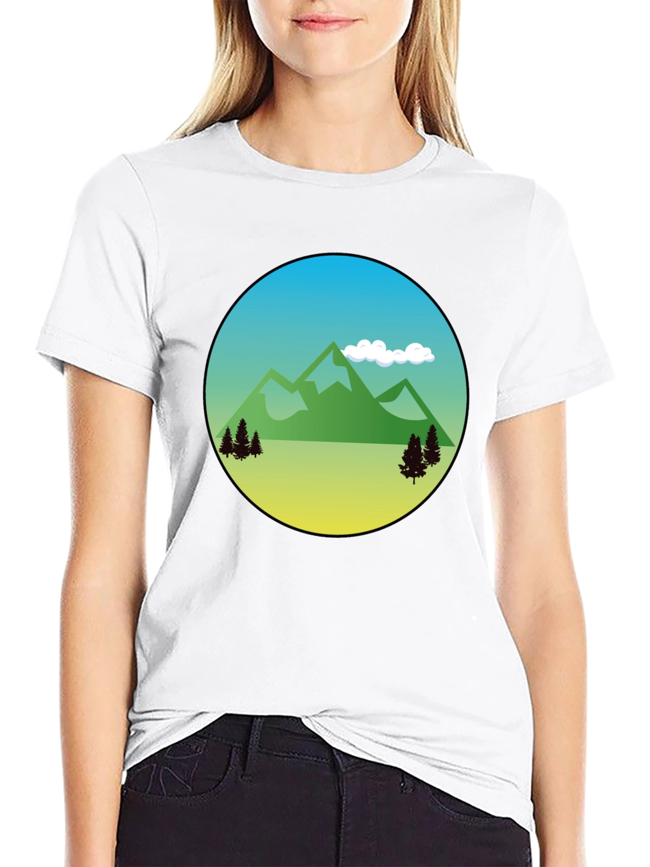 Nature Scene Graphic T-Shirt - Black