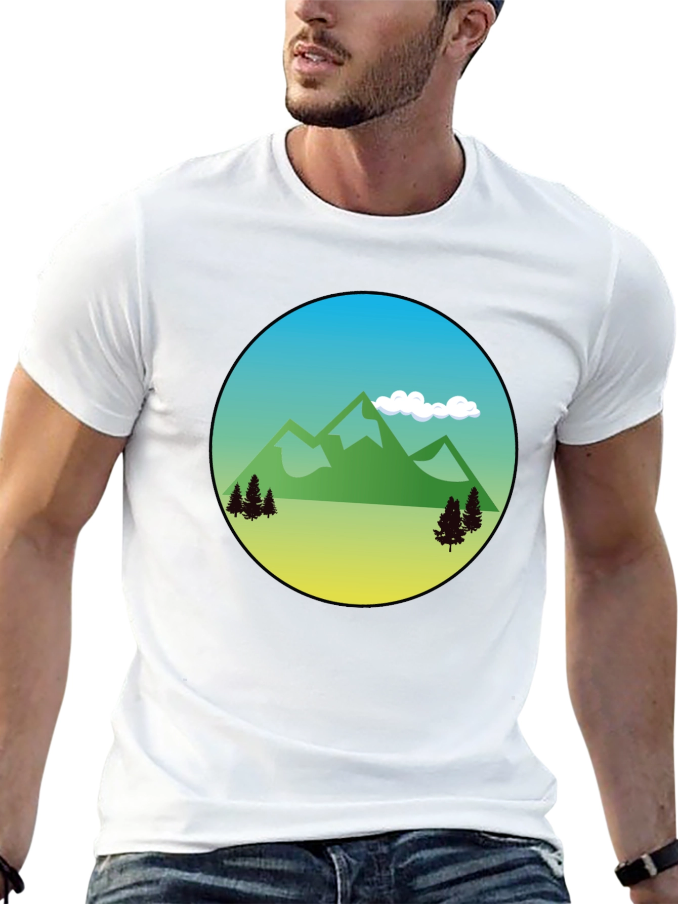 Nature Scene Graphic T-Shirt - Black