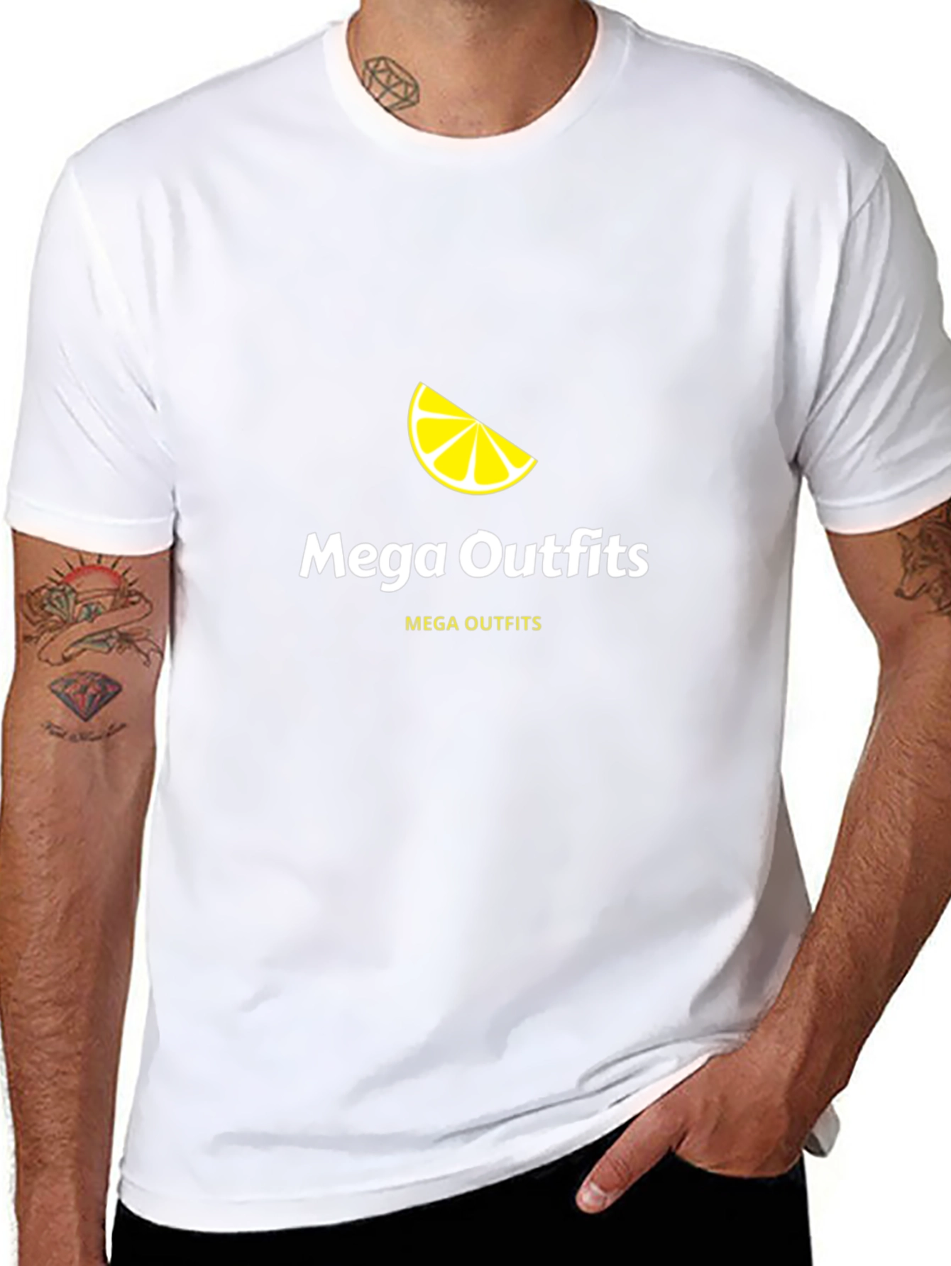Mega Outfits Black Graphic Tee - Lemon Design