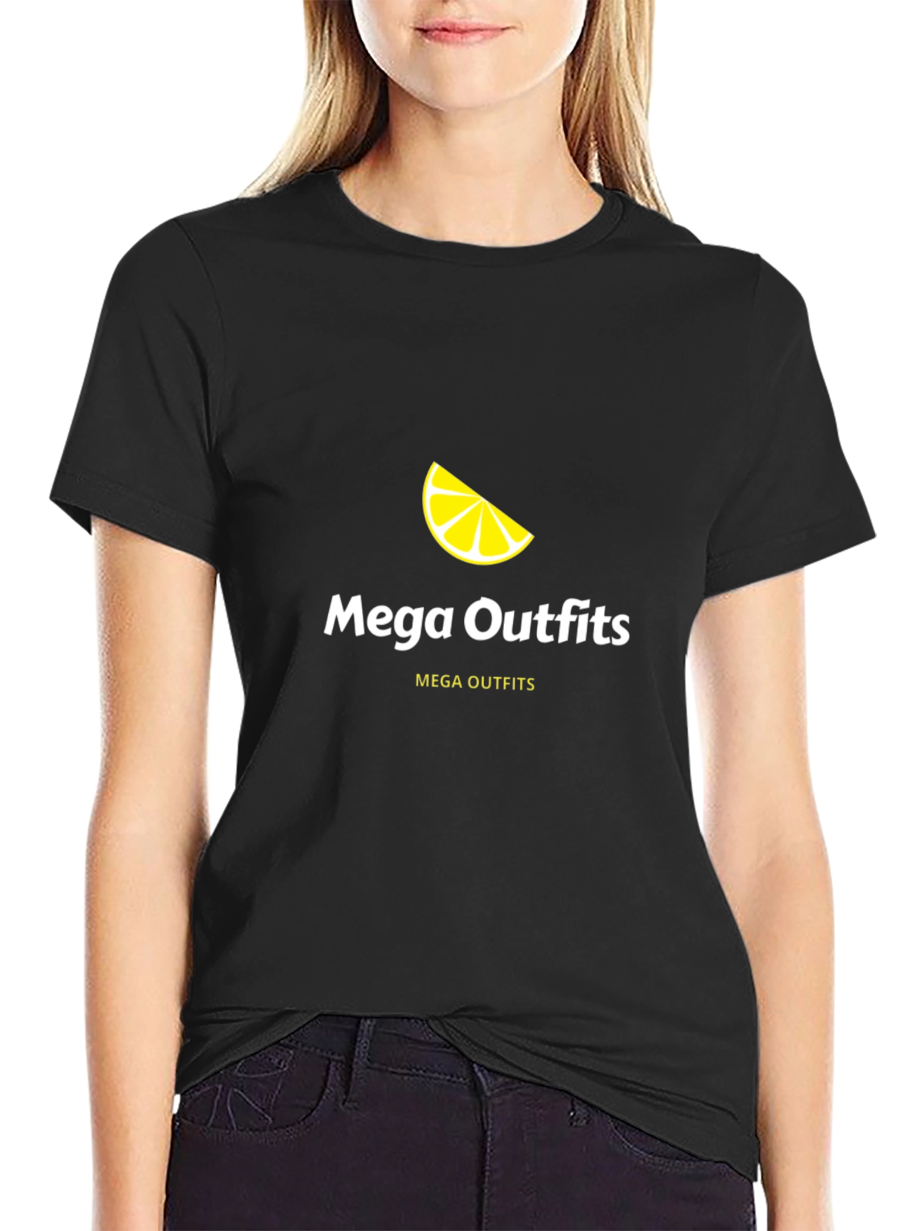 Mega Outfits Black Graphic Tee - Lemon Design