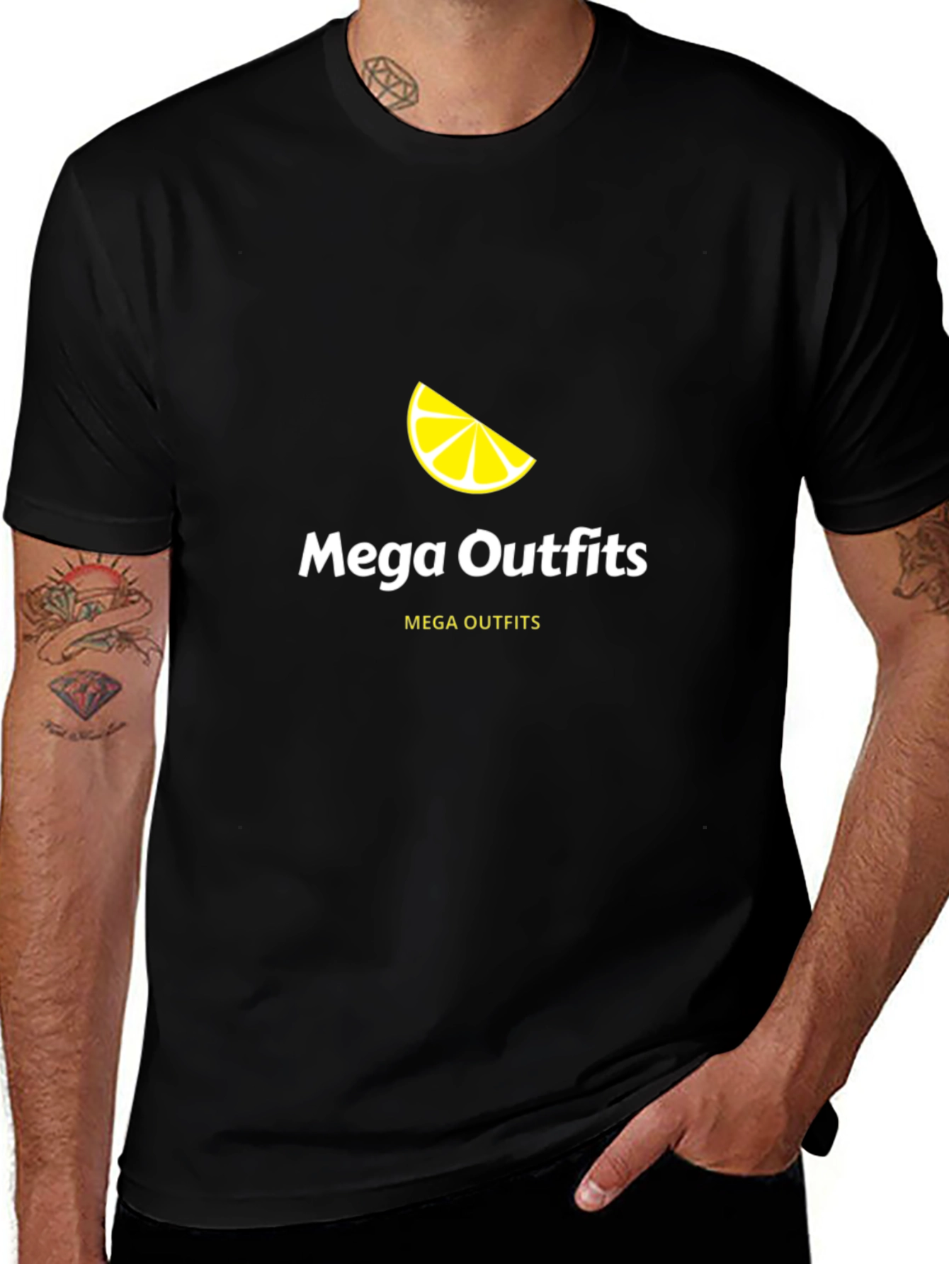 Mega Outfits Black Graphic Tee - Lemon Design